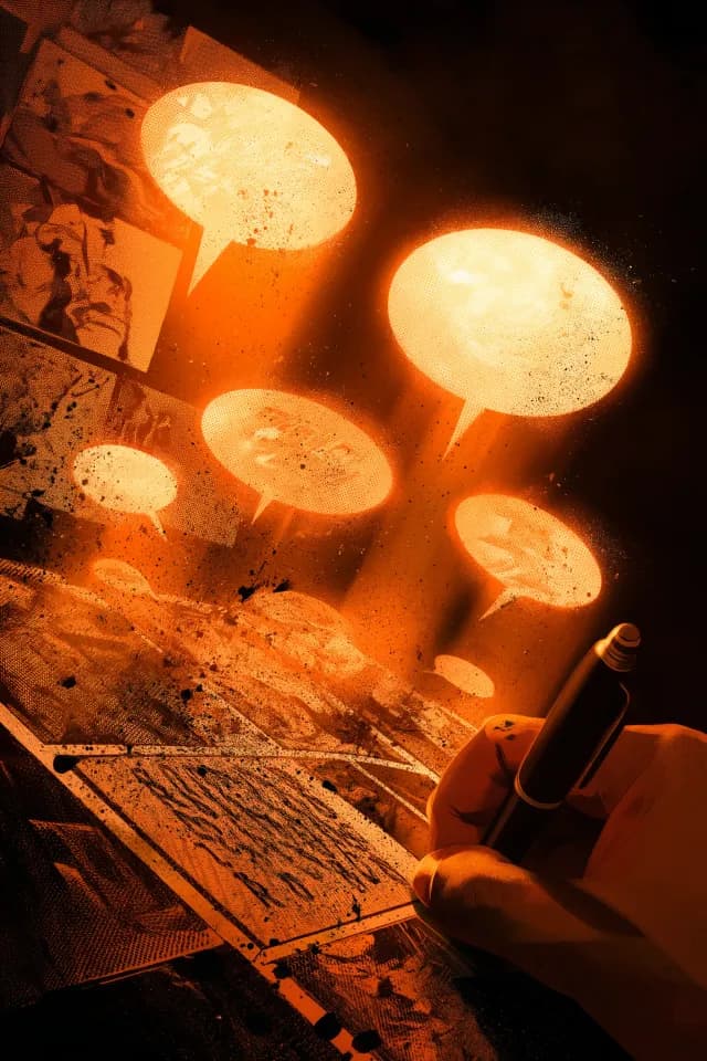 Comic book speech bubbles with dynamic dialogue — writing for comics